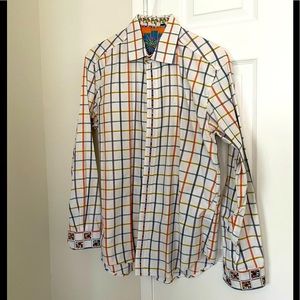 Robert Graham White and Multi-Colored Dress Shirt